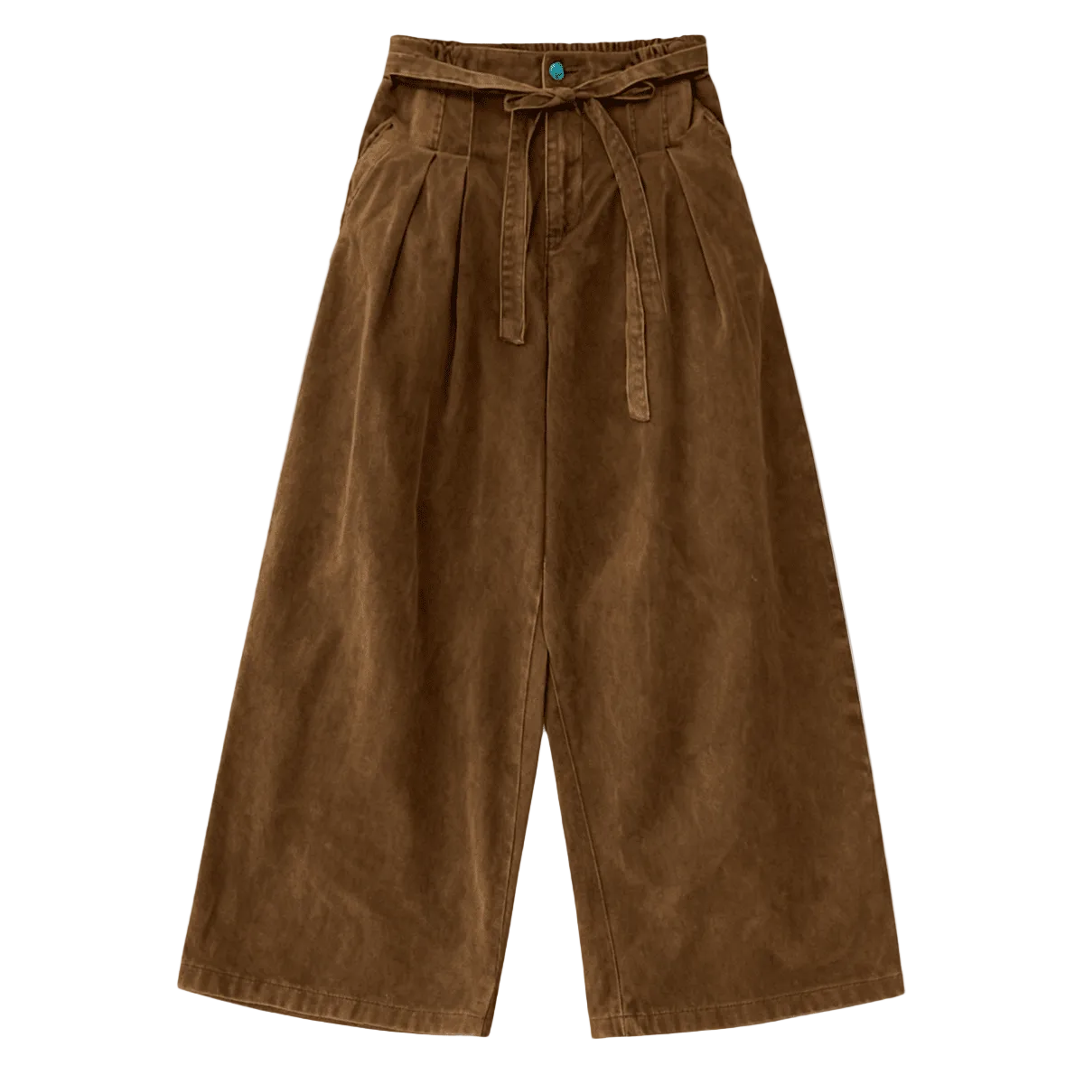 Brown Washed Curved Denim Jeans