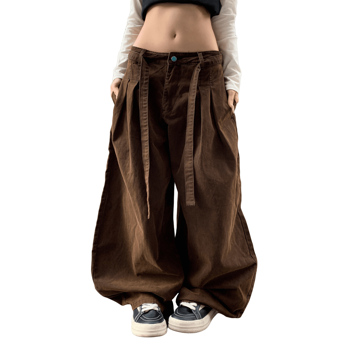 Brown Washed Curved Denim Jeans