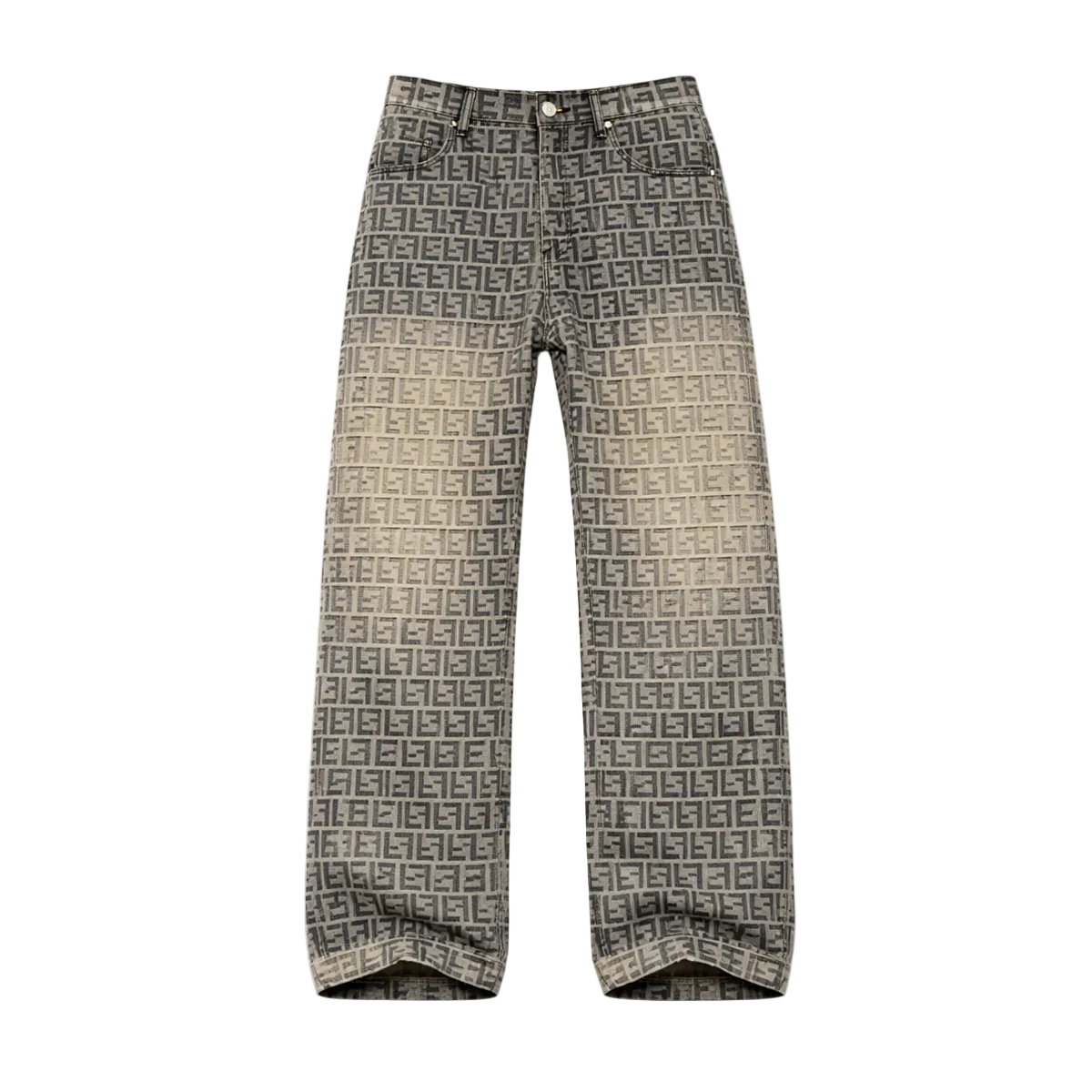 Jacquard Letter Denim Jeans