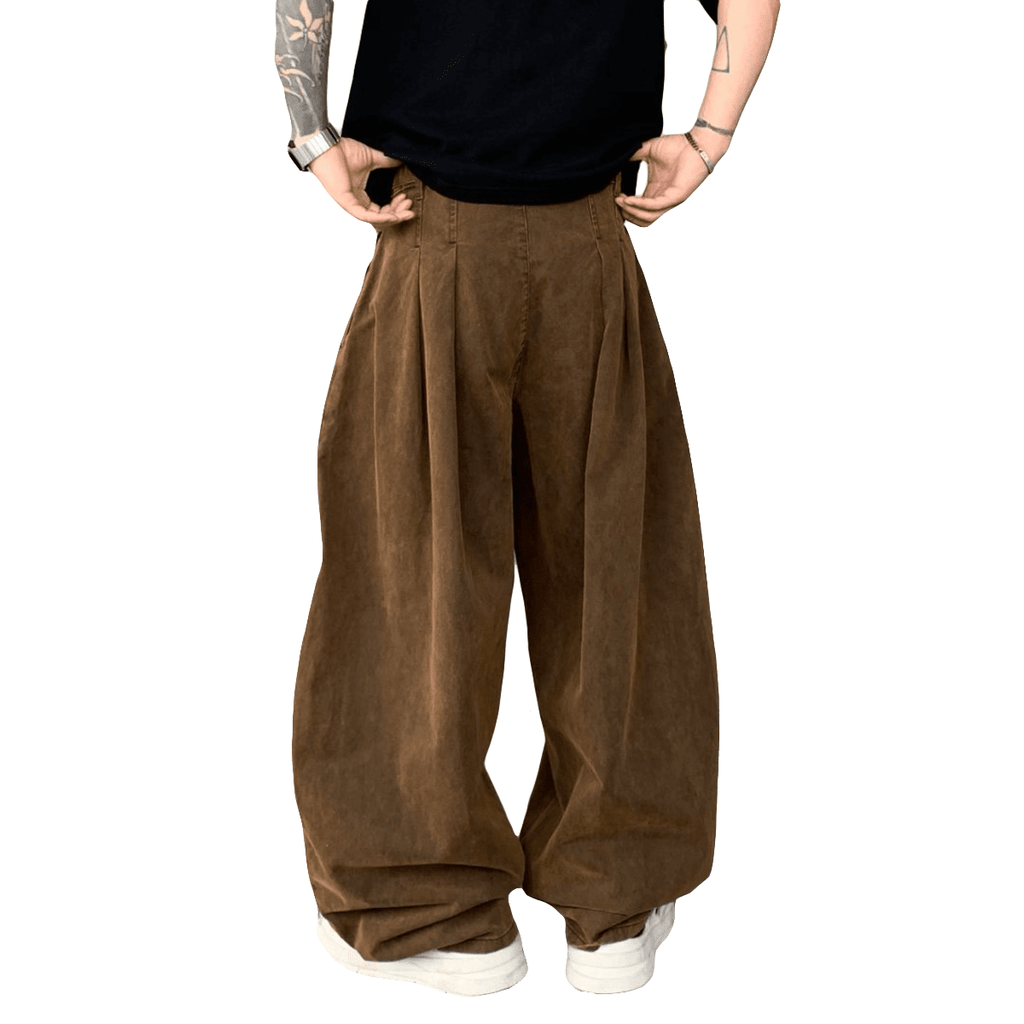 Brown Washed Curved Denim Jeans