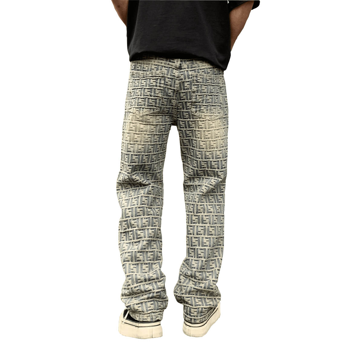 Jacquard Letter Denim Jeans