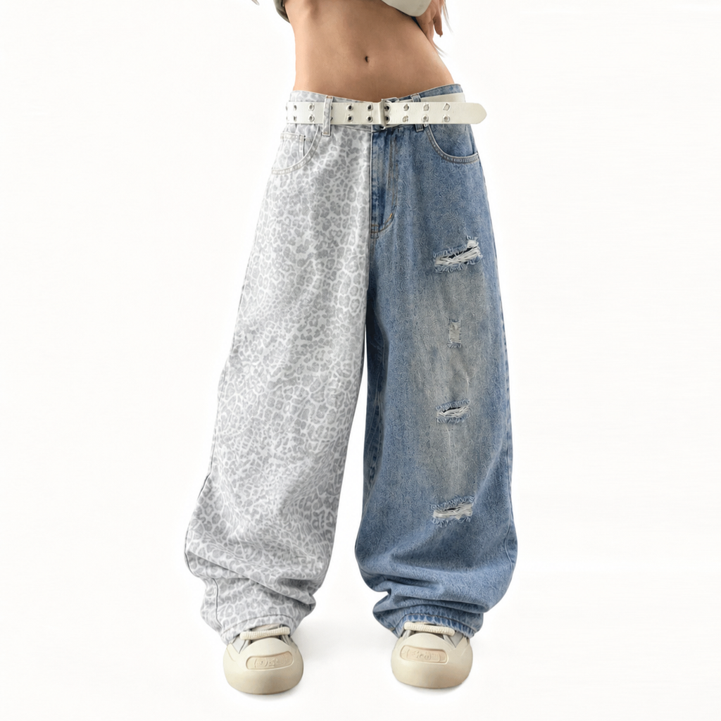 Distressed Wide-leg Jeans