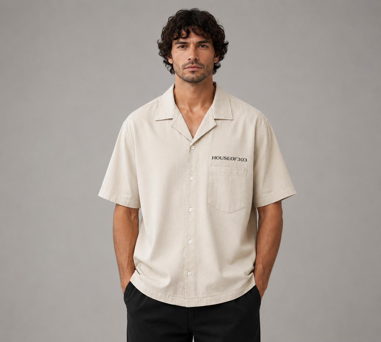 Cuban Collar Short-sleeve Shirt